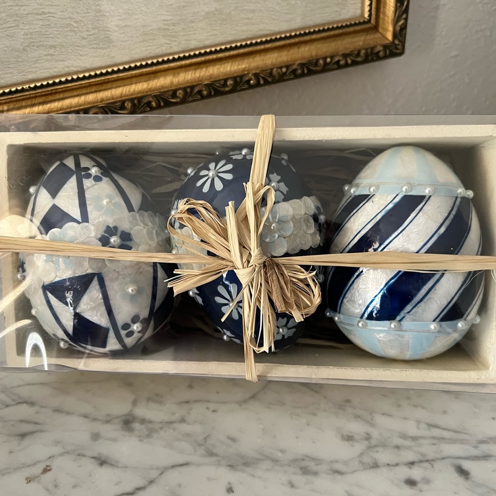 Mackenzie Childs embellished egg decor